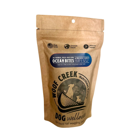 Woof Creek Wellness Ocean Bites With Whitefish And Cranberry All Natural Freeze Dried Raw Treats For Dogs