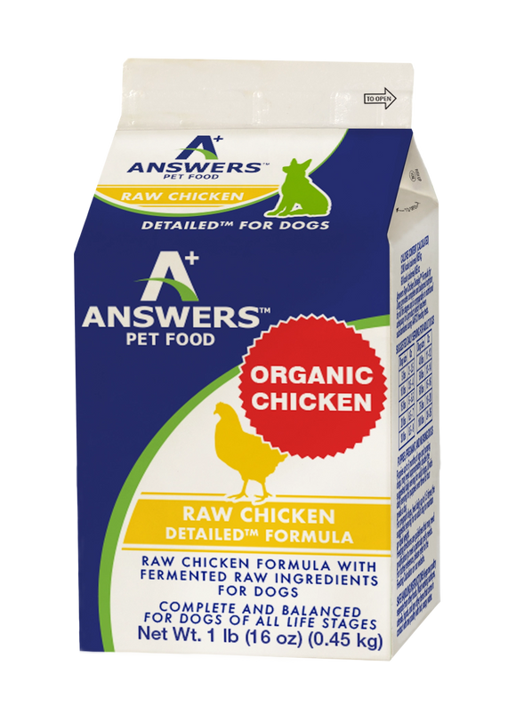 Answers Detailed Chicken Formula Limited Ingredient Frozen Raw Food For Dogs