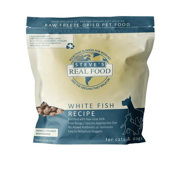 Steve's Real Food White Fish Prey Model Quest Nuggets Freeze Dry Raw Food For Dogs And Cats