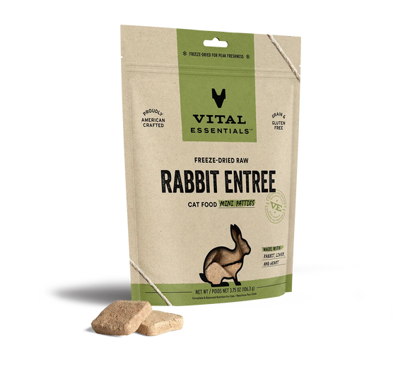 Vital Essentials Rabbit Entree Mini Patties Freeze Dried Raw Food For Cat