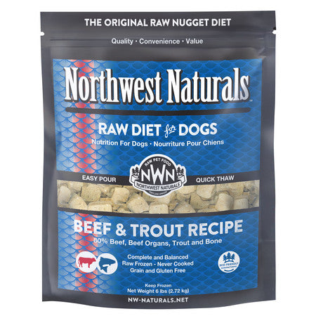 Northwest Naturals Beef Trout Grain Free Nuggets Frozen Raw Food For Dogs