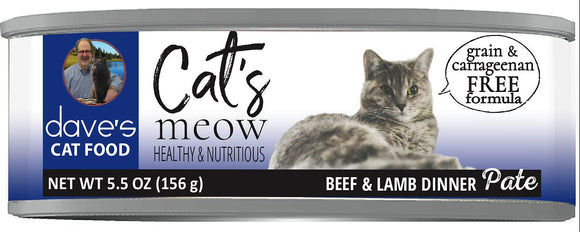 Dave's Cat’s Meow Beef & Lamb Pate Grain Free Wet Cat Food