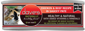 Dave's Naturally Healthy Chicken & Beef Pate Recipe Grain Free Wet Cat Food
