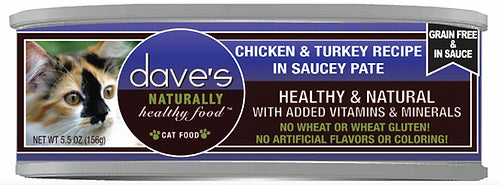Dave's Naturally Health Chicken & Turkey Pate Recipe Grain Free Wet Cat Food