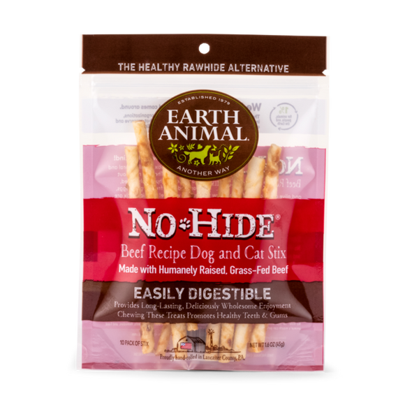 Earth Animal Dog Treat No Hide Beef Grain Inclusive Dog & Cat Chew Stix