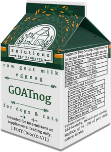 Solutions Pet Products GOATnog Raw Frozen Goat Milk Eggnog For Dogs And Cats