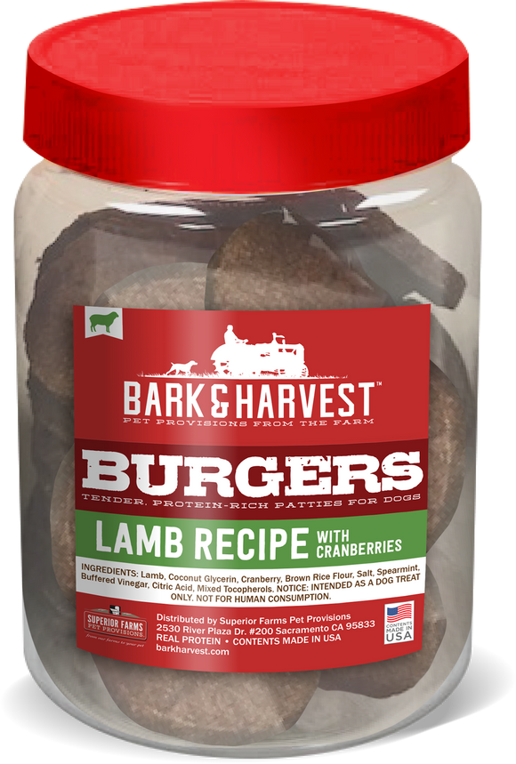 Superior Farms Bark & Harvest Lamb & Cranberry Grain Free Burger Patties Dog Treat