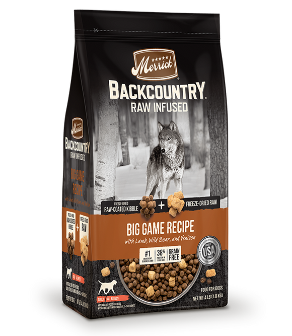 Merrick Backcountry Big Game Lamb, Wild Bour And Venison Grain Free Dry Dog Food