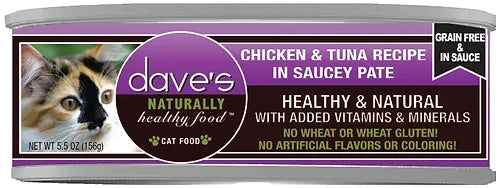 Dave's Naturally Health Chicken & Tuna Pate Recipe Grain Free Wet Cat Food