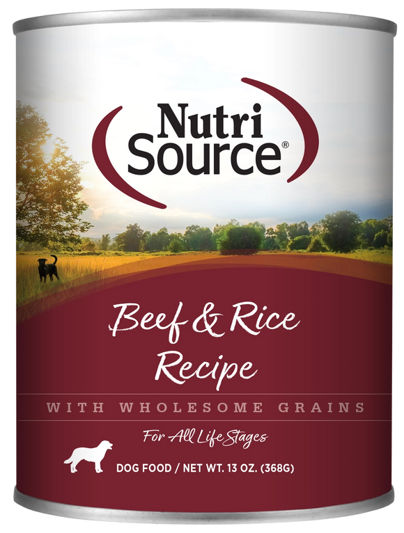 Nutrisource Beef And Brown Rice Formula Grain Inclusive Wet Food For Dogs