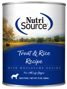 Nutrisource Trout And Brown Rice Formula Grain Inclusive Wet Food For Dogs