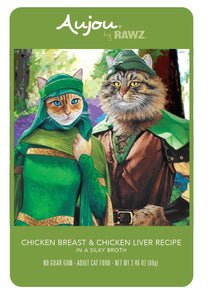 Aujou Chicken Breast And Chicken Liver Pouch Grain Free Wet Food For Cats