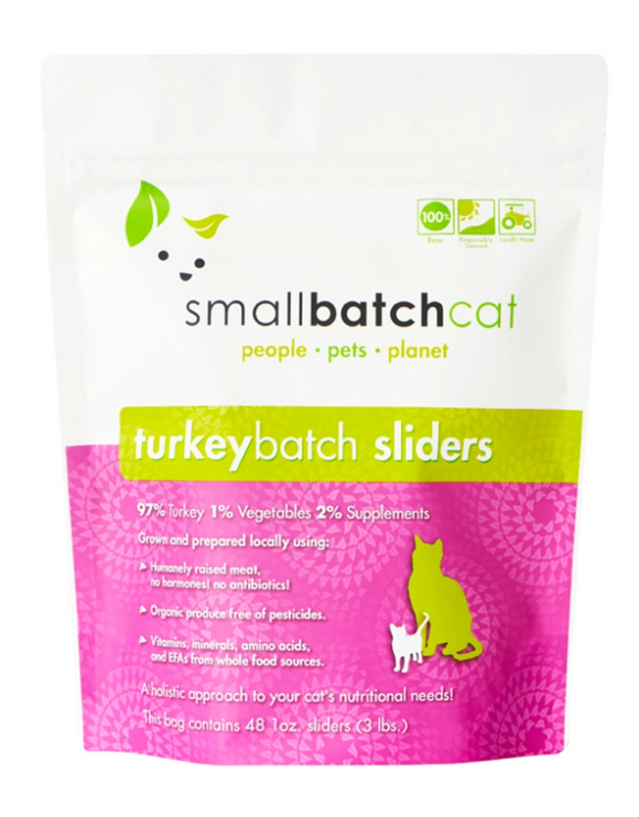 Smallbatch Turkey Batch Sliders Grain Free Frozen Raw Food For Cats