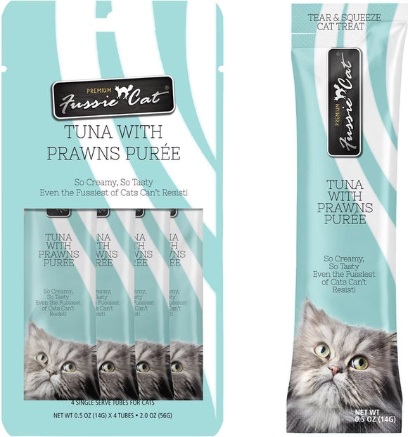 Fussie Cat Tuna And Prawns Puree Grain Free Wet Treats For Cats