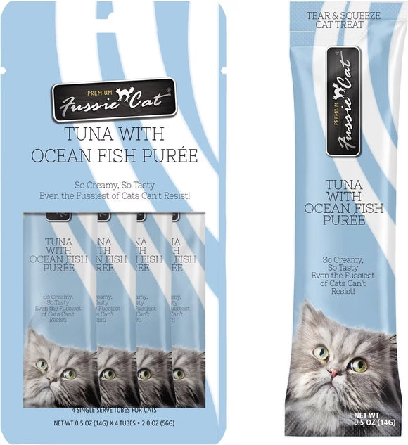 Fussie Cat Tuna And Ocean Fish Puree Grain Free Wet Treats For Cats