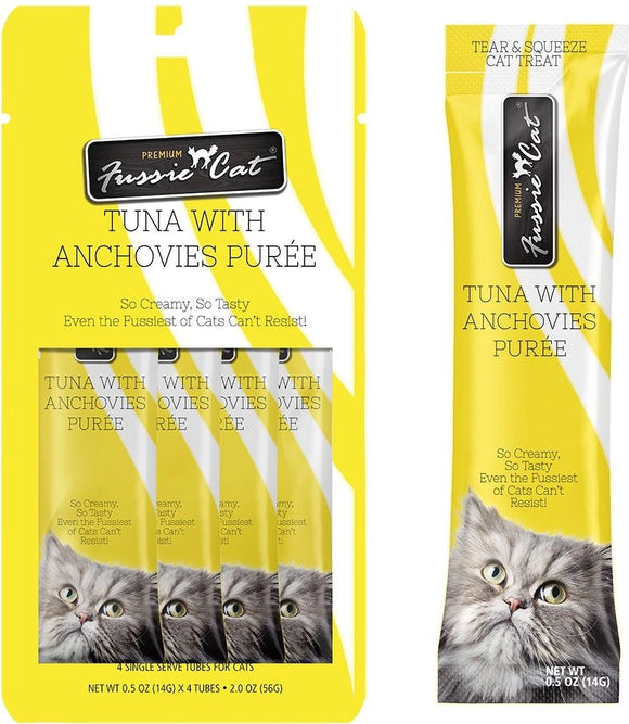 Fussie Cat Tuna Anchovies Puree Grain Free Wet Treats For Cats
