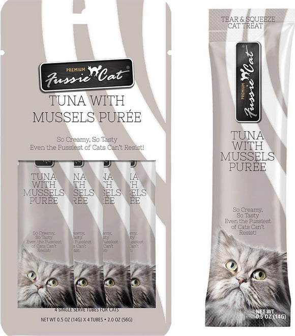 Fussie Cat Tuna Mussels Puree Grain Free Wet Treats For Cats