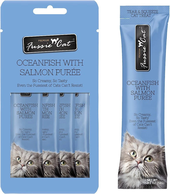 Fussie Cat Ocean Fish And Salmon Puree Grain Free Wet Treats For Cats