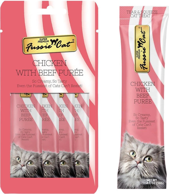 Fussie Cat Chicken And Beef Puree Grain Free Wet Treats For Cats