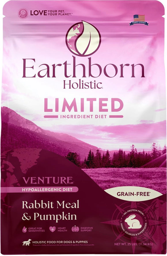 Earthborn Holistic Venture Rabbit Meal And Pumpkin Grain Free Dry Food For Dogs