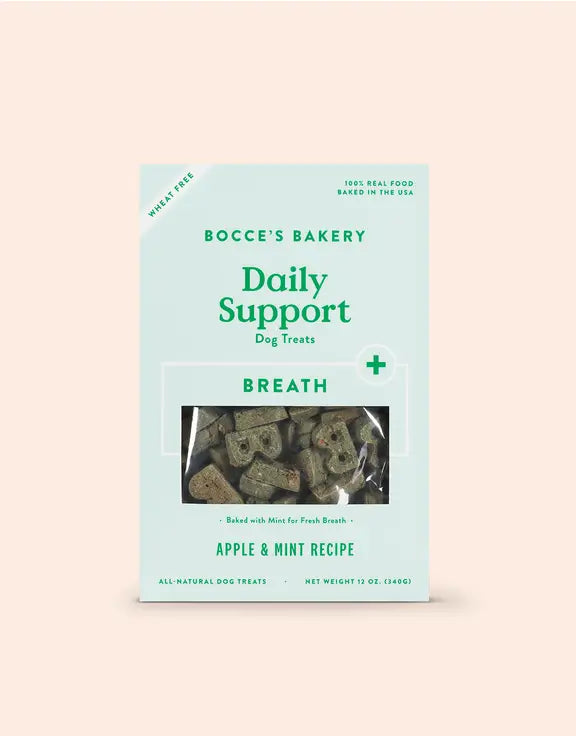 Bocce's Bakery Daily Support Breath Apple Mint Biscuits Crunchy Treats For Dogs