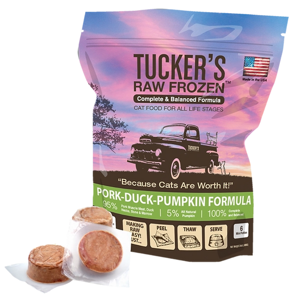 Tucker's Pork Duck Pumpkin Feline Grain Free Frozen Raw Food For Cats
