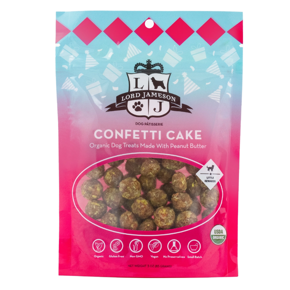 Lord Jameson Confetti Cake Colored Coconut Shreds Peanut Butter Organic Treats For Dogs