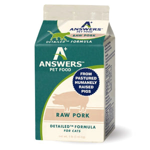 Answers Detailed Pork Formula Limited Ingredient Frozen Raw Food For Cats