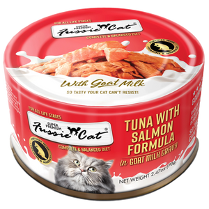 Fussie Cat Premium Tuna And Salmon Formula In Goat Milk Gravy Grain Free Wet Food For Cats
