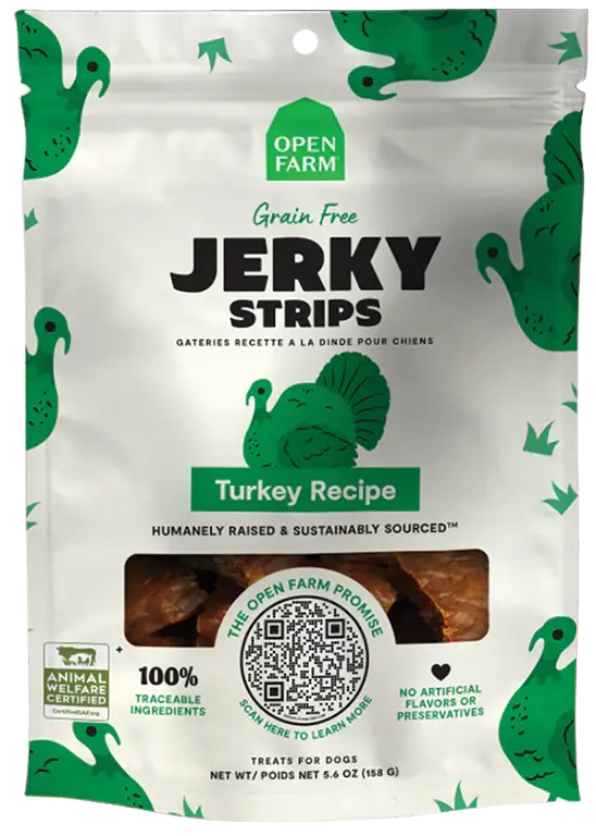 Open Farm Turkey Grain Free Jerky Strips Treats For Dogs