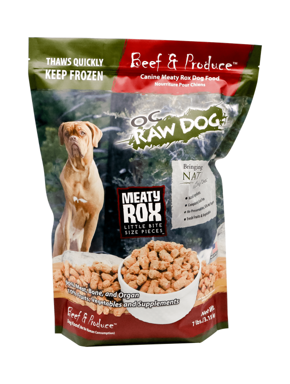 OC Raw Beef & Produce Canine Meaty Rox Frozen Dog Food