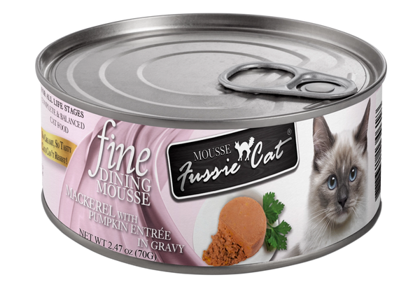 Fussie Cat Fine Dining Mousse Mackerel And Pumpkin Entree In Gravy Grain Free Wet Food For Cats