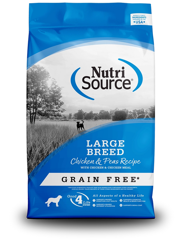 Nutrisource Large Breed Chicken And Pea Recipe Grain Free Dry Food For Dogs