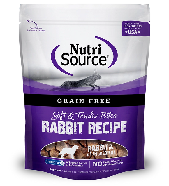 Nutrisource Soft Tender Bite Rabbit Recipe Grain Free Soft Chewy Treats For Dogs