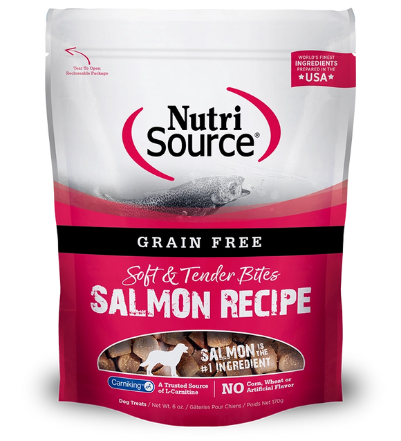 Nutrisource Soft Tender Bite Salmon Recipe Grain Free Soft Chewy Treats For Dogs