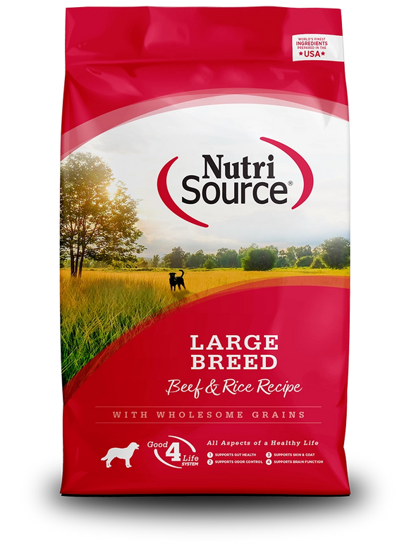 Nutrisource Large Breed Beef And Brown Rice Formula Grain Inclusive Dry Food For Dogs