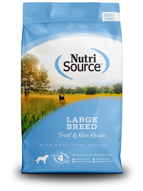 Nutrisource Large Breed Trout And Brown Rice Formula Grain Inclusive Dry Food For Dogs