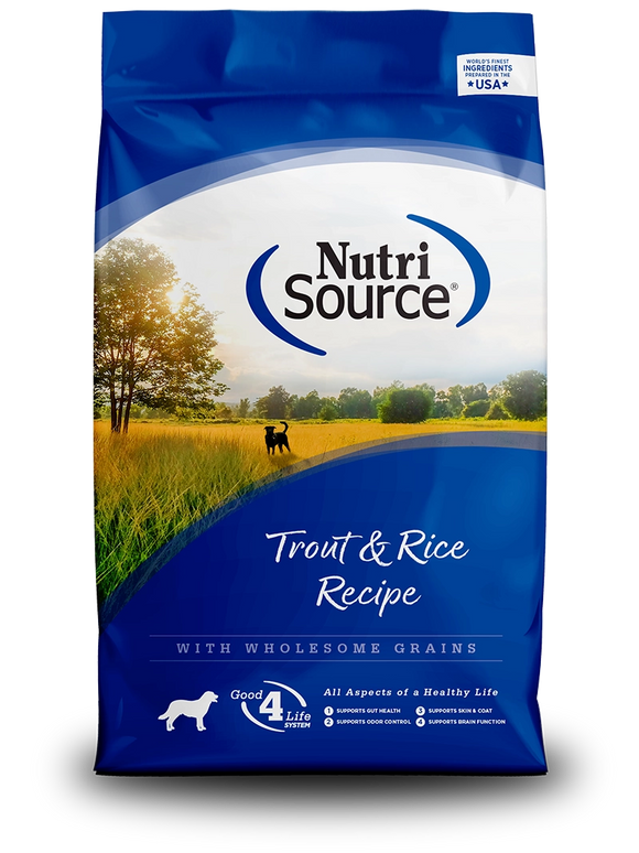 Nutrisource Trout And Brown Rice Formula Grain Inclusive Dry Food For Dogs