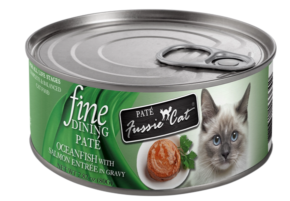 Fussie Cat Fine Dining Pate Oceanfish And Salmon Entree In Gravy Grain Free Wet Food For Cats