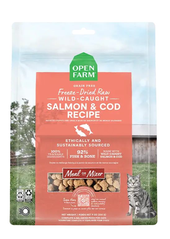 Open Farm Morsels Salmon Cod Freeze Dried Raw Food For Cats