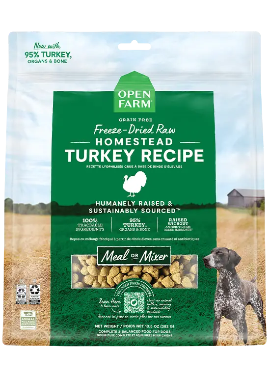 Open Farm Homestead Turkey Grain Free Freeze Dried Raw Food For Dogs