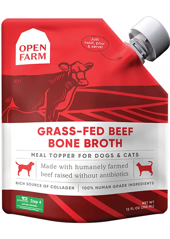 Open Farm Grass Fed Beef Bone Broth Grain Free Wet Food Toppers For Dogs And Cats