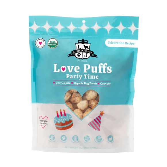 Lord Jameson Love Puffs Party Time Peanut Butter Coconut Organic Treats For Dogs