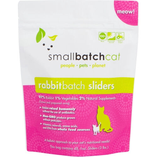 Smallbatch Rabbit Batch Sliders Grain Free Frozen Raw Food For Cats