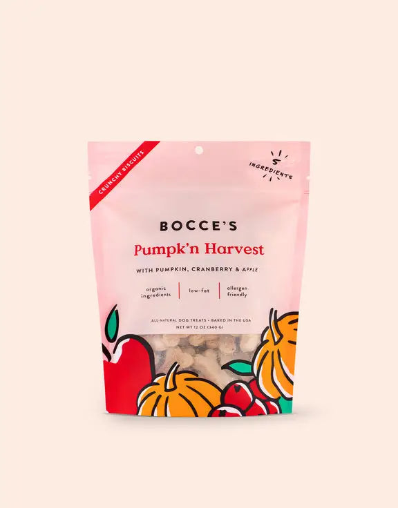 Bocce's Bakery Small Batch Pumpkin Harvest Biscuits Treats For Dogs
