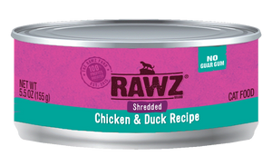 Rawz Shredded Chicken And Duck Canned Grain Free Wet Food For Cats