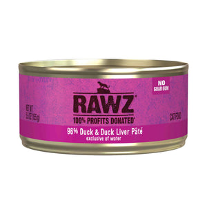 Rawz 96% Duck And Duck Liver Pate Grain Free Wet Food For Cats