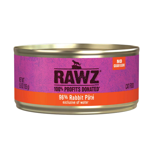 Rawz 96% Rabbit Pate Grain Free Wet Food For Cats