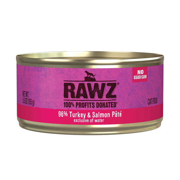 Rawz 96% Turkey And Salmon Pate Canned Grain Free Wet Food For Cats