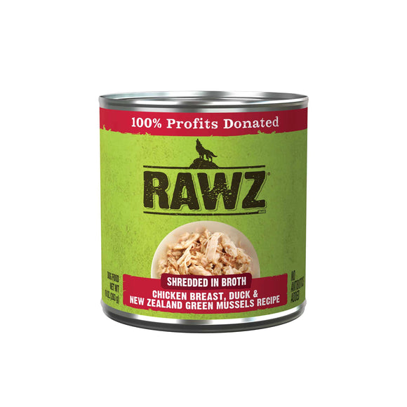 Rawz Shredded Chicken Breast Duck And New Zealand Green Mussels Grain Free Wet Food For Dogs